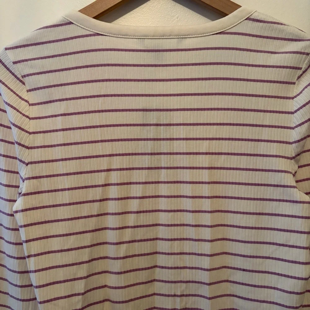 Lauren Ralph Lauren Long Sleeve Striped Henley Top in Mascarpone Cream